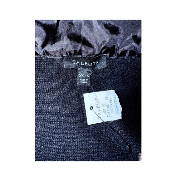 Talbots Black Faux Fur Trim Asymmetrical Hem Cape Poncho Women XS/S NWT - Picture 6 of 12